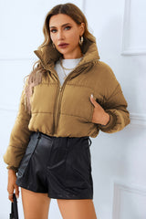 BEAUTIFUL I AM Zip-Up Winter Jacket Coat with Pockets