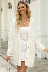 BEAUTIFUL I AM Button Front Hooded Jacket with Pockets