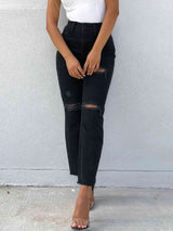 BEAUTIFUL I AM Distressed High Waist Straight Jeans