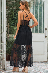 BEAUTIFUL I AM Lace Crisscross Back Sleeveless Maxi Dress