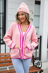 BEAUTIFUL I AM Waffle Knit V-Neck Cardigan with Pocket