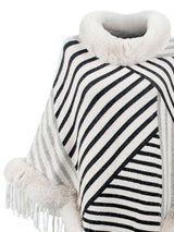 BEAUTIFUL I AM Striped Fringe Hem Poncho