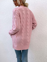 BEAUTIFUL I AM Cable-Knit Open Front Cardigan with Pockets