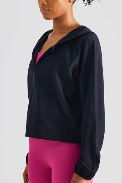 BEAUTIFUL I AM Half-Zip Hooded Sports Active Wear Top