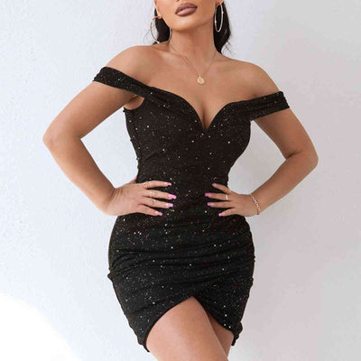 BEAUTIFUL I AM Sequin Off-Shoulder Mini Dress