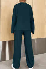 BEAUTIFUL I AM Ribbed Half Button Top and Pants Set