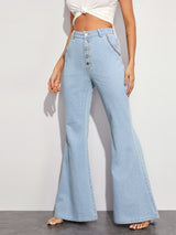 BEAUTIFUL I AM Button Fly Wide Leg Jeans