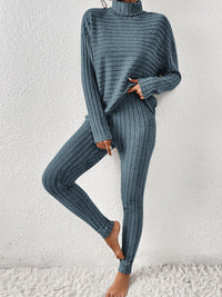 BEAUTIFUL I AM Ribbed Turtleneck Top and Pants Set