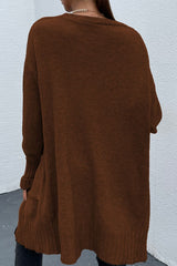 BEAUTIFUL I AM Open Front Dropped Shoulder Pocketed Cardigan