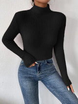 BEAUTIFUL I AM Ribbed Turtleneck Long Sleeve Sweater