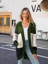 BEAUTIFUL I AM Color Block Open Front Hooded Cardigan