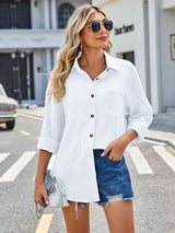 BEAUTIFUL I AM Button Up Collared Neck Long Sleeve Shirt