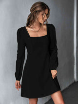 BEAUTIFUL I AM Square Neck Puff Sleeve Mini Dress