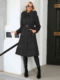 BEAUTIFUL I AM Longline Hooded Winter Coat Jacket with Pockets