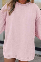 BEAUTIFUL I AM Ribbed Round Neck Drop Shoulder Sweatshirt