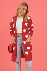 BEAUTIFUL I AM Heart Graphic Open Front Cardigan with Pockets