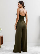 BEAUTIFUL I AM Scoop Neck Spaghetti Strap Wide Leg Pants Jumpsuit