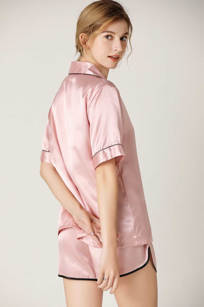 BEAUTIFUL I AM Lapel Collar Shirt and Shorts Lounge Set Sleep Wear