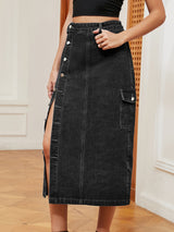 BEAUTIFUL I AM Button Down Denim Skirt