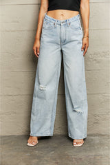 BEAUTIFUL I AM Distressed Wide Leg Jeans