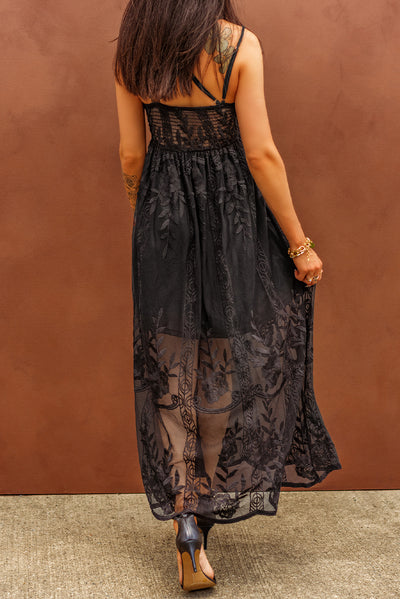 BEAUTIFUL I AM Lace Crisscross Back Sleeveless Maxi Dress