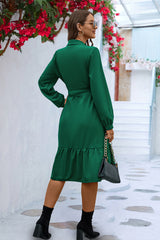 BEAUTIFUL I AM Long Sleeve Tie Waist Shirt Dress