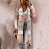 BEAUTIFUL I AM Color Block Open Front Openwork Cardigan