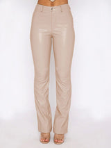 BEAUTIFUL I AM PU Leather High Waist Straight Pants