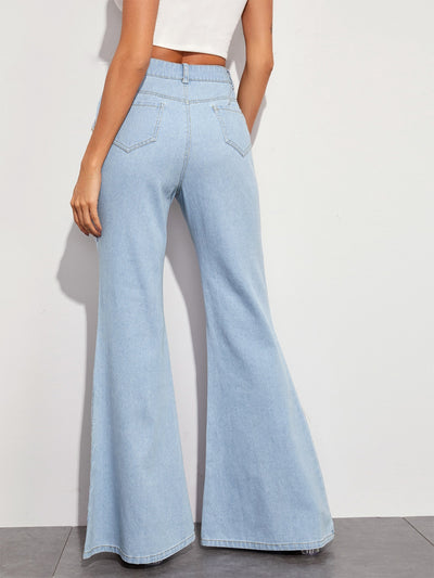 BEAUTIFUL I AM Button Fly Wide Leg Jeans