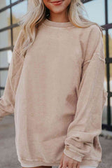 BEAUTIFUL I AM Ribbed Round Neck Drop Shoulder Sweatshirt