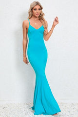 BEAUTIFUL I AM Crisscross Spaghetti Strap Fishtail Dress