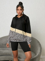 BEAUTIFUL I AM Leopard Color Block Hoodie