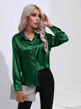 BEAUTIFUL I AM Collared Neck Buttoned Long Sleeve Shirt