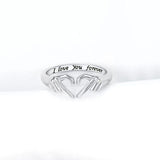 BEAUTIFUL I AM Hand Heart Shape 925 Sterling Silver Jewelry Open Ring