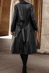 BEAUTIFUL I AM Lapel Collar Tie Waist Long Sleeve Packable Jacket Trench Coat