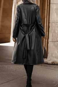 BEAUTIFUL I AM Lapel Collar Tie Waist Long Sleeve Packable Jacket Trench Coat