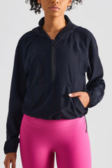 BEAUTIFUL I AM Half-Zip Hooded Sports Active Wear Top