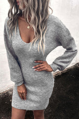 BEAUTIFUL I AM Ribbed Long Sleeve Sweater Dress