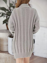 BEAUTIFUL I AM Cable-Knit Turtleneck Sweater Dress