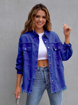 BEAUTIFUL I AM Distressed Drop Shoulder Denim Jacket