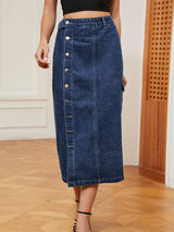 BEAUTIFUL I AM Button Down Denim Skirt