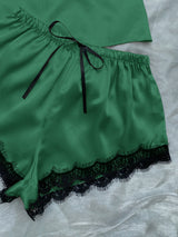 BEAUTIFUL I AM Lace Trim Cami, Shorts, Eye Mask, Scrunchie, and Bag Pajama Set Sleep Wear