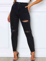 BEAUTIFUL I AM Distressed High Waist Straight Jeans