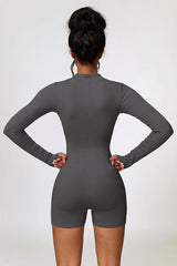 BEAUTIFUL I AM Half Zip Long Sleeve Active Wear Romper