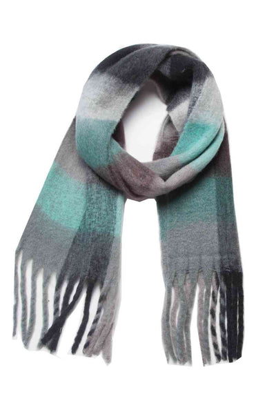 BEAUTIFUL I AM Plaid Fringe Detail Polyester Scarf