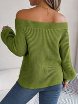 BEAUTIFUL I AM Openwork Off-Shoulder Long Sleeve Sweater