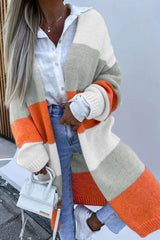 BEAUTIFUL I AM Color Block Open Front Duster Cardigan