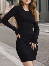 BEAUTIFUL I AM Tied Backless Long Sleeve Sweater Dress