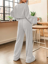 BEAUTIFUL I AM Ribbed Round Neck Top and Drawstring Pants Set