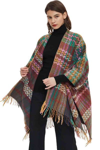 BEAUTIFUL I AM Plaid Fringe Detail Scarf